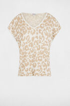 Printed short-sleeved jumper ivory women
