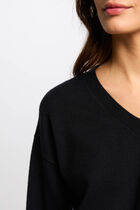 Pull col en V bleu marine femme