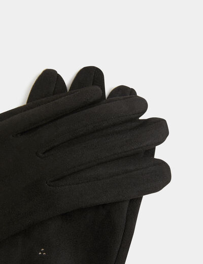 Gloves with rhinestones black ladies'