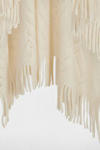 Knitted cape with fringes ivory women