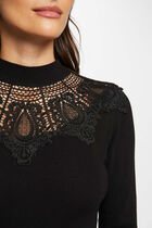 Jumper high collar with lace black women