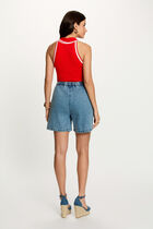 High-waisted shorts heavy stone wash denim women