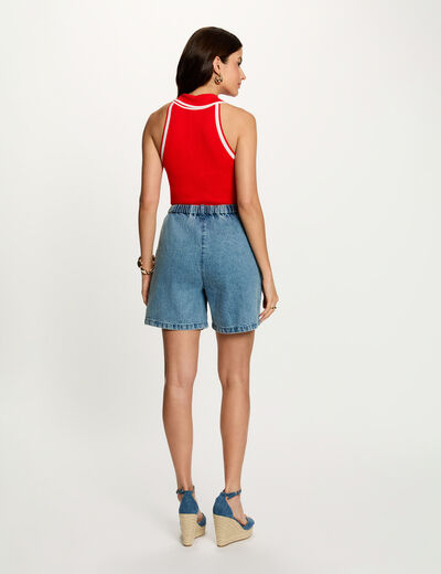High-waisted shorts heavy stone wash denim women