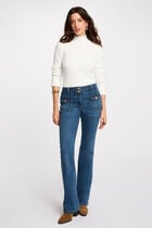 Pull manches longues maille duveteuse ivoire femme