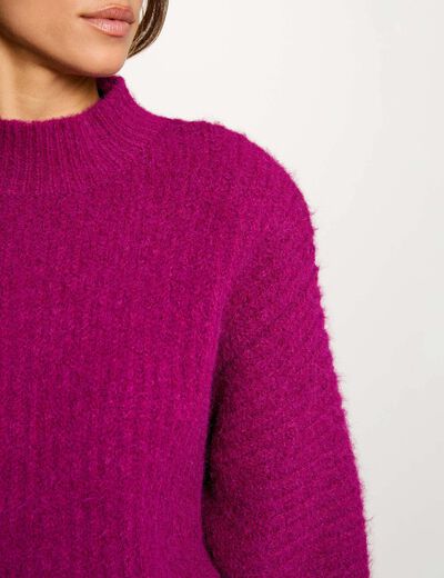 pull oversize col montant violet femme purple women