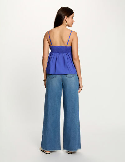 High-waisted wide-leg jeans denim stone women