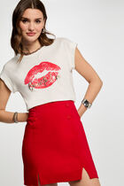 Mini skirt with buttons red women