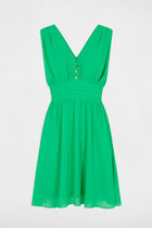 Mini loose A-line dress emerald green women