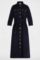 3/4 buttoned dress raw denim women