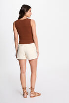 Knitted top with V-neck cognac brown women
