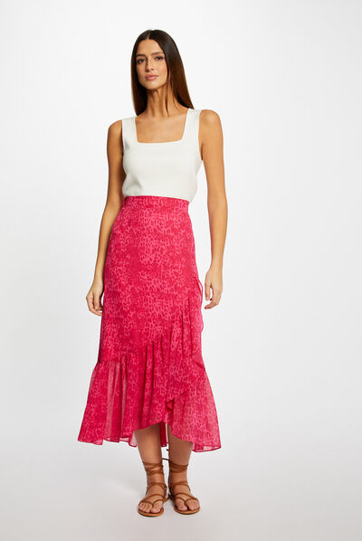 Maxi wrap skirt with leopard print pink ladies'