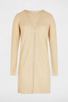 Gilet long col en V jaune or femme