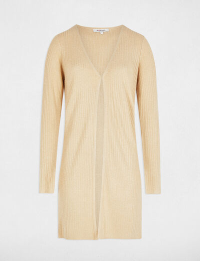 Long cardigan with V-neck gold yellow women