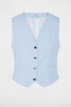 Striped V-neck cardigan sky blue women
