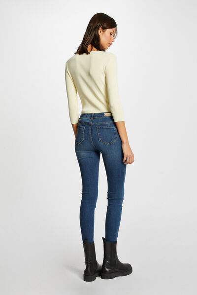 3/4-length sleeved jumper with buttons straw yellow ladies'