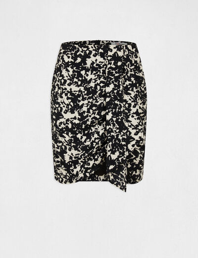 Draped fitted skirt abstract print multico ladies'