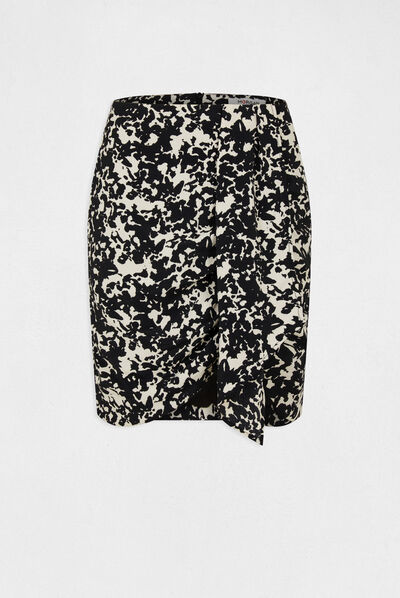 Draped fitted skirt abstract print multico ladies'
