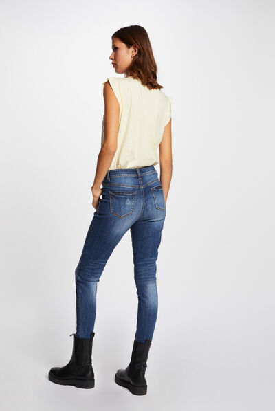Short-sleeved t-shirt with message straw yellow ladies'