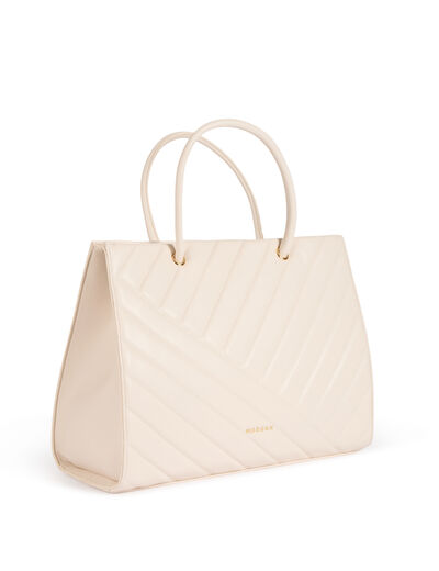 Quilted shopper bag ivory women