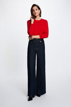 Textured knit sweater red women
