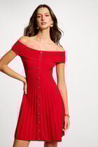 A-line mini knitted dress red women