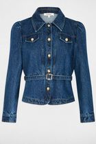 Belted denim jacket denim stone women
