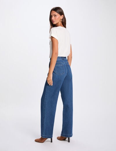 Straight t-shirt with round neck white women