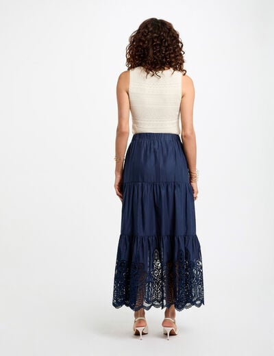 Maxi skirt lace detail petroleum blue women