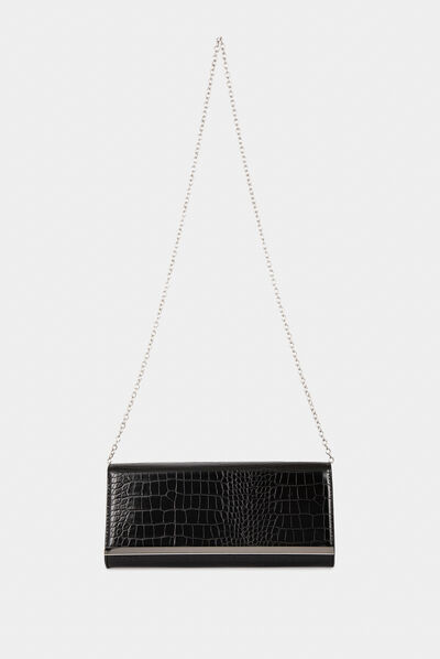 Clutch bag with croc effect black ladies'
