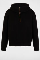Jumper with zipped-rollneck black women
