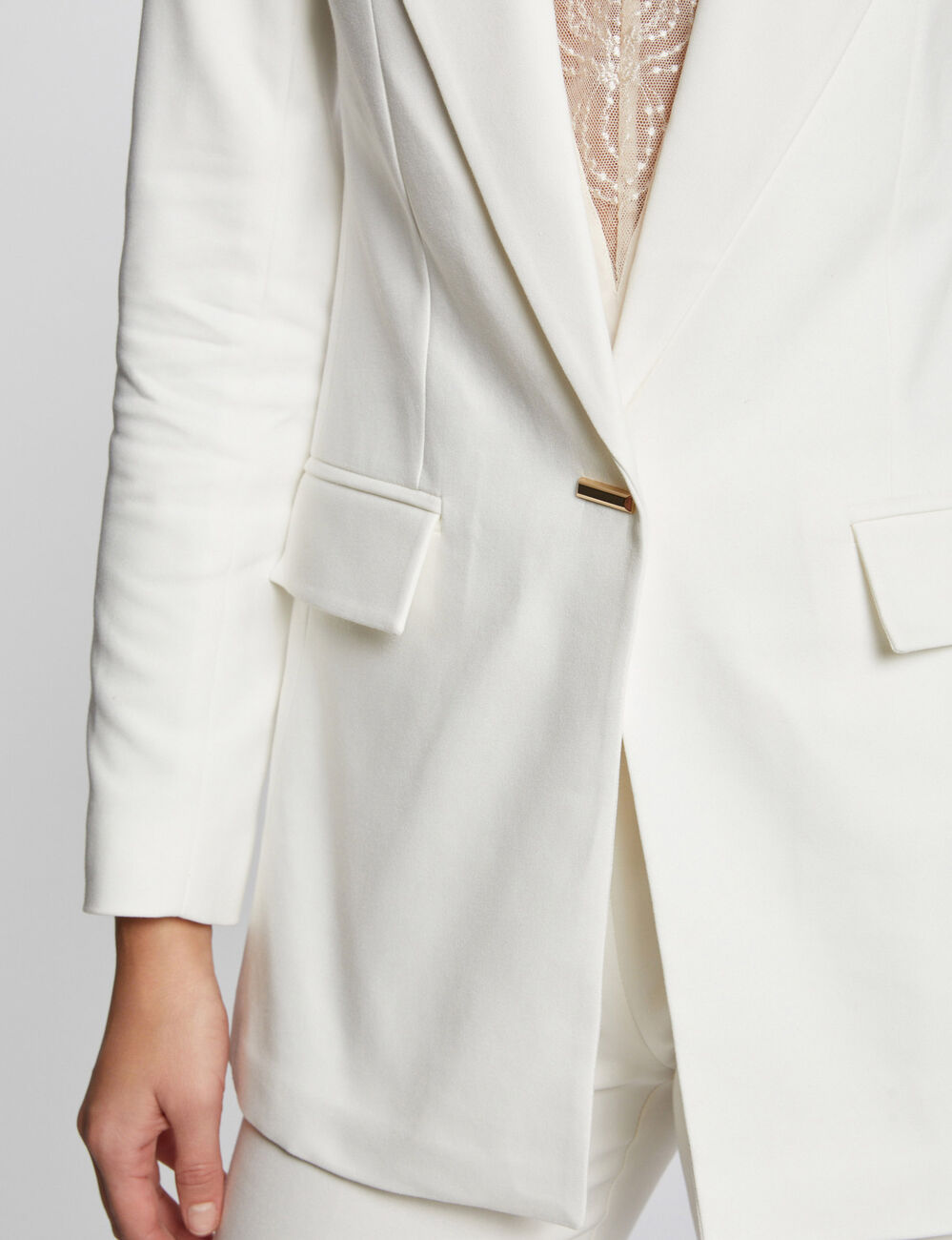 Waisted satin jacket ecru women
