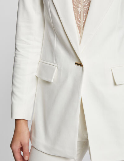 Waisted satin jacket ecru women