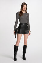 Striped long-sleeved t-shirt black women