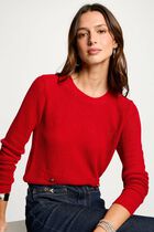 Jumper openwork and round neck red women
