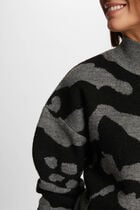 Printed jumper high collar anthracite grey women