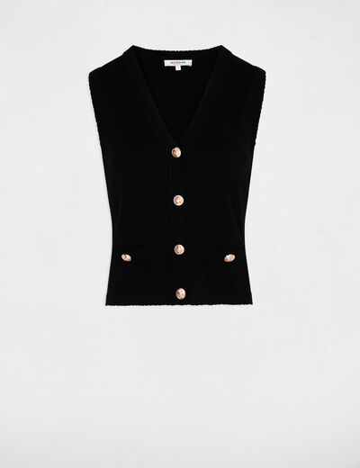 Sleeveless V-neck cardigan black women