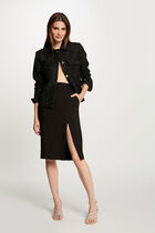 Pencil skirt lace waistline black women