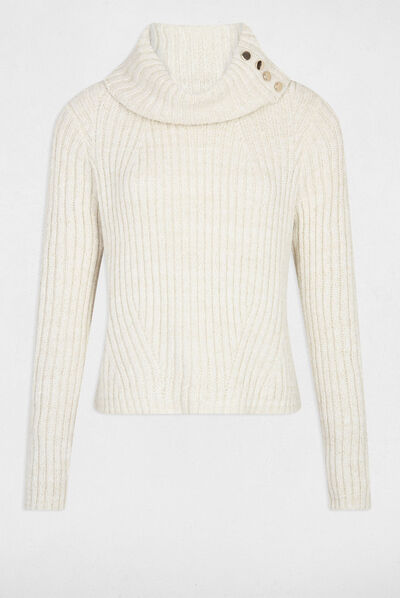 Long-sleeved jumper with turtleneck ecru ladies'