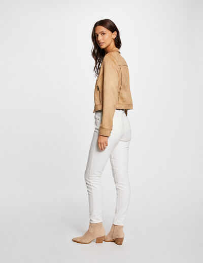 Buttoned suede jacket camel ladies'