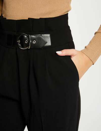 Peg trousers with buckle black ladies'