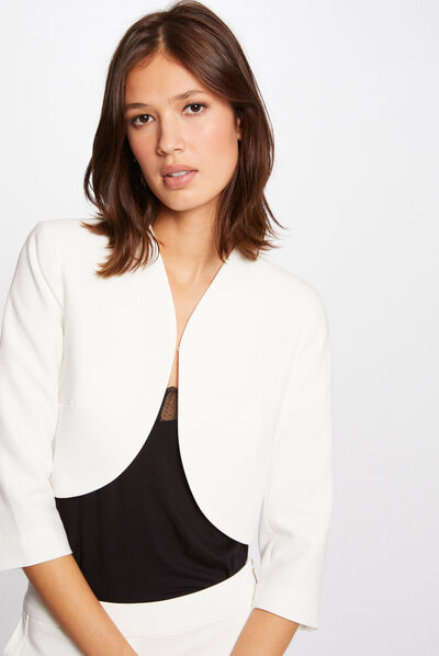 Straight jacket with 3/4-length sleeves ecru ladies'