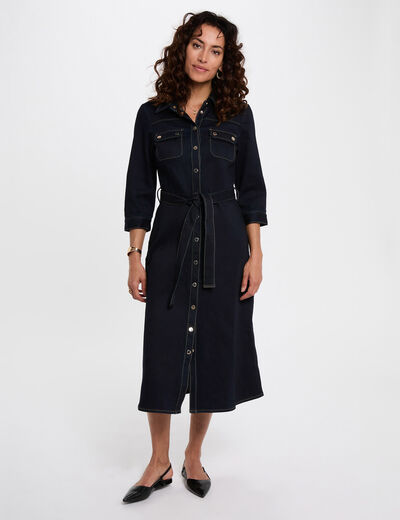 3/4 buttoned dress raw denim women