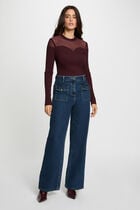 Pull manches longues prune femme