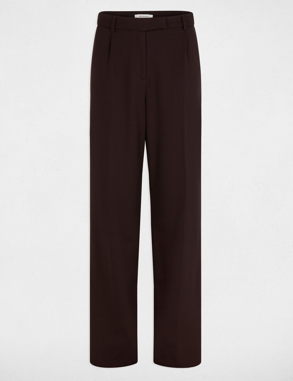 High-waisted wide-leg trousers dark brown women