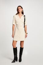 Buttoned A-line mini dress ecru women