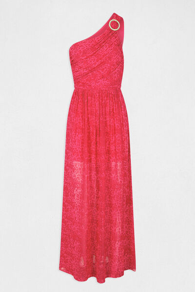 Maxi A-line dress with leopard print pink ladies'