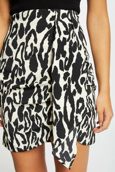 Draped fitted skirt animal print multico ladies'