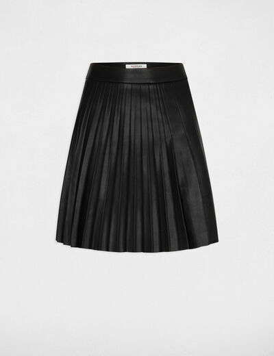 Faux leather A-line mini skirt black ladies'