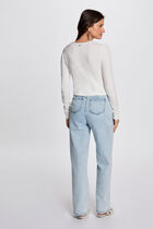 Long-sleeved cardigan with V-neck white women