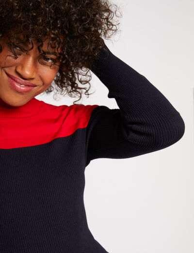Long-sleeved jumper with high neck red women